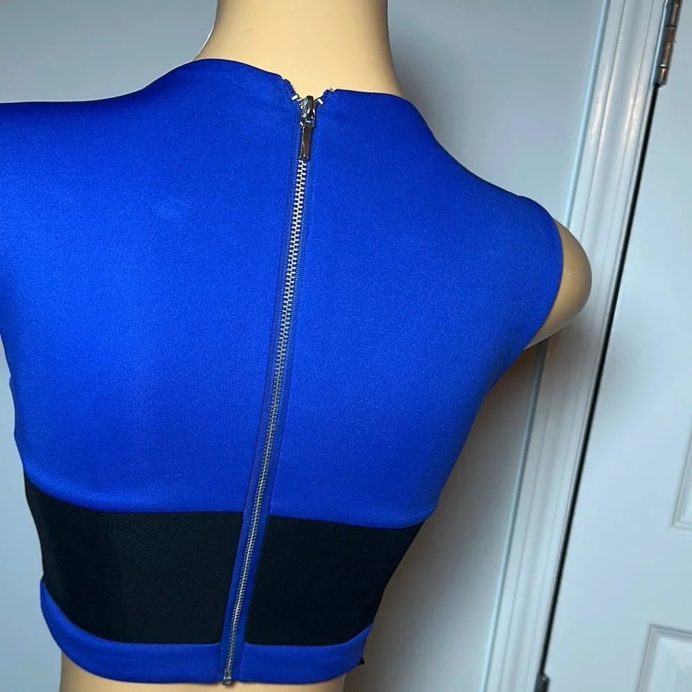 Bebe Blue and Black and Blue Crop Top